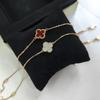 Luxury Mini Four-leaf Clover Bracelet with Natural Black Onyx for Women