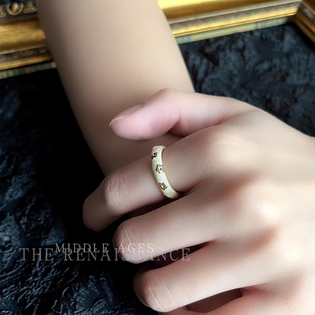 Эмалевое кольцо с регулируемым размером, с капающим маслом, литературное ретро-кольцо, универсальное кольцо на указательный палец