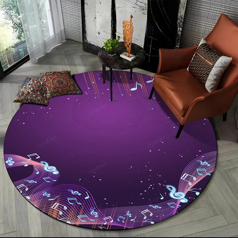 3D Musical Note Piano Art Round Carpet Rug for Living Room Bedroom Child Playroom Chair Decor,Pet Area Rug Non slip Floor Mat