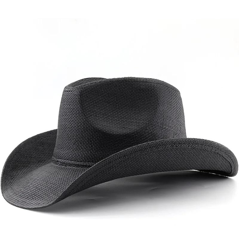 

Summer Wide Brim Sun Protection Retro Vintage Fashion Western Cowboy Hat for Men Women 56-58cm чорний