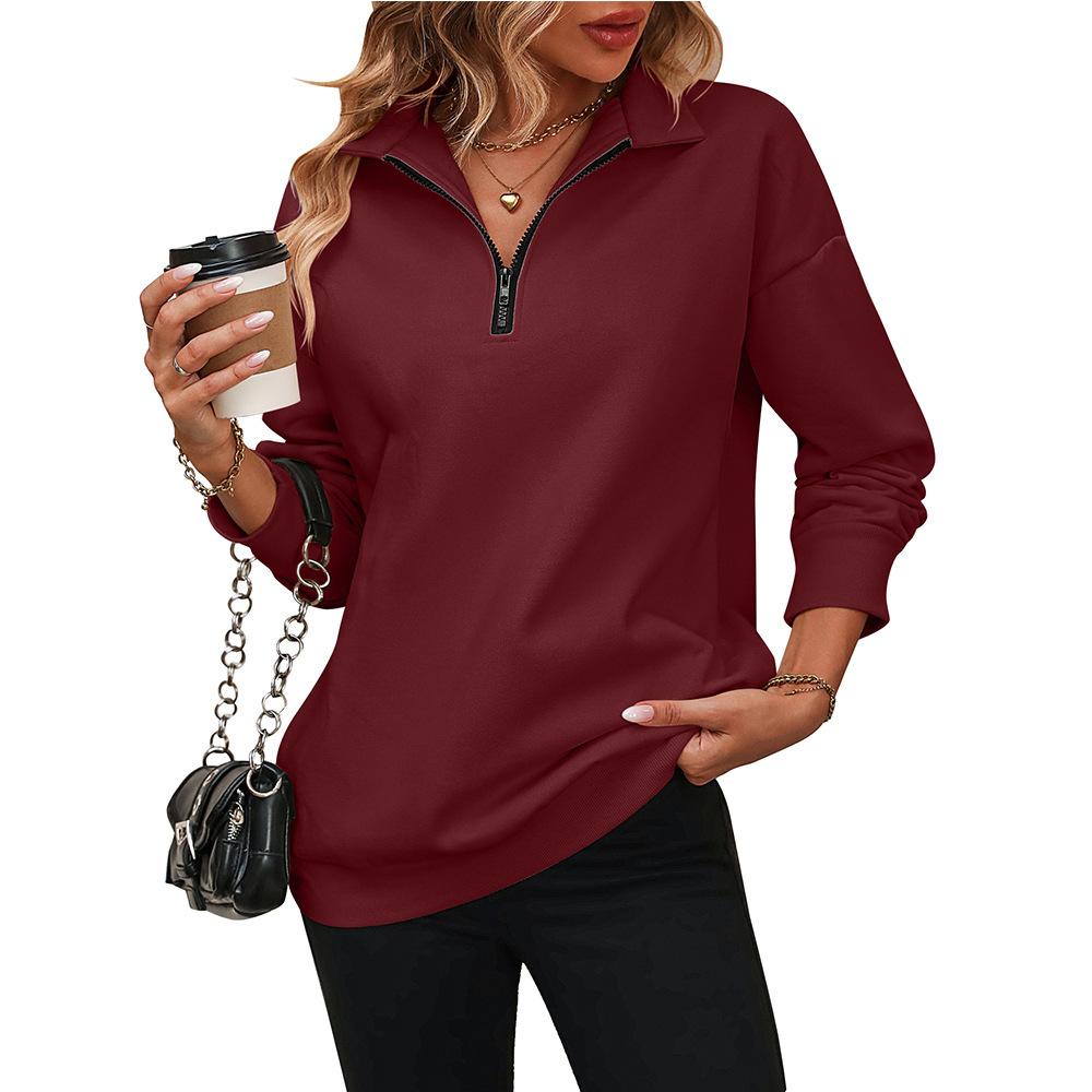 2026 Autumn and Winter New Women's Zipper Long Sleeve Sweatshirt Fashion Pullover Fleece Sweatshirt