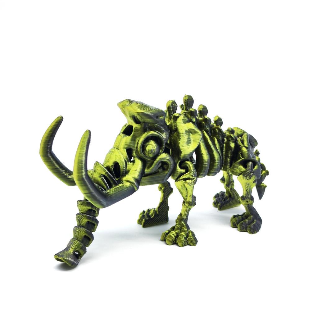 3D Printed Fully Articulated Mammoth Skeleton Model – Desktop Ornament