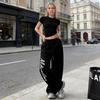 Korean Style Drawstring Hip Hop Casual Pants for Women - Spring/Autumn Jazz Dance Long Pants