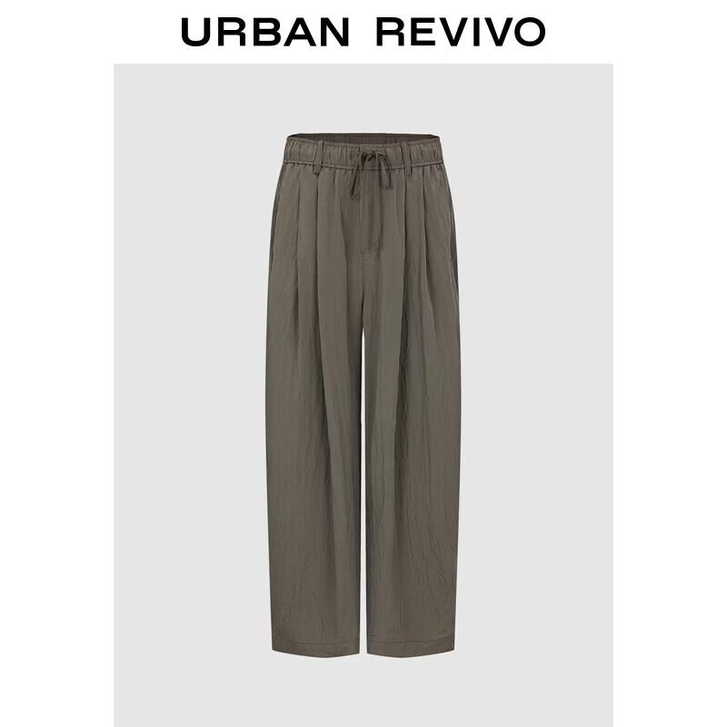 UR2026 Women s Casual Textured Pleated Wide-Leg Pants L