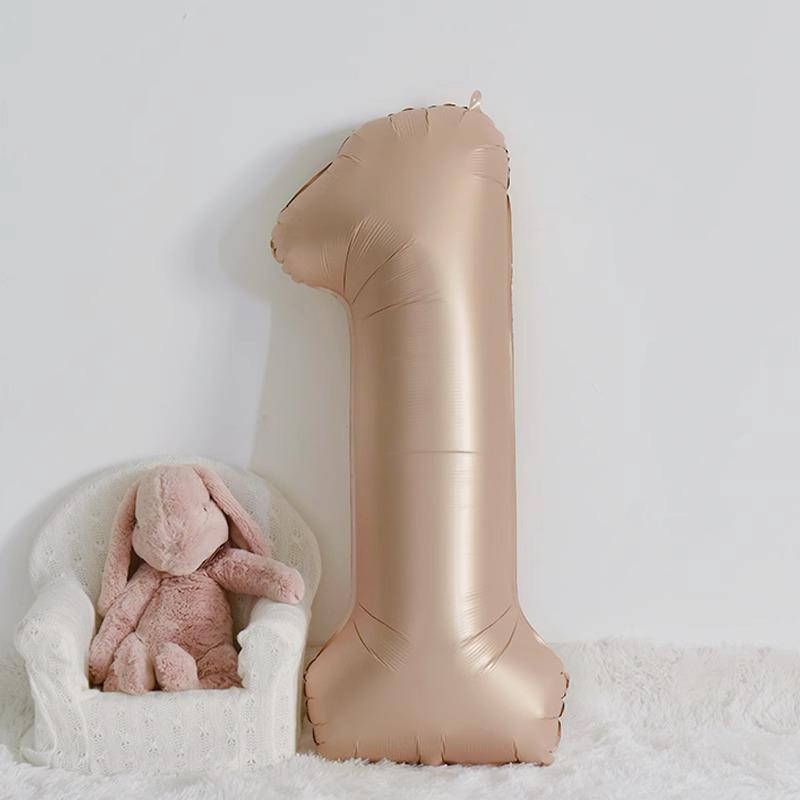 40-Inch Caramel Cream Number Balloons - Aluminum Foil Birthday Party Decoration for Kids and Adults