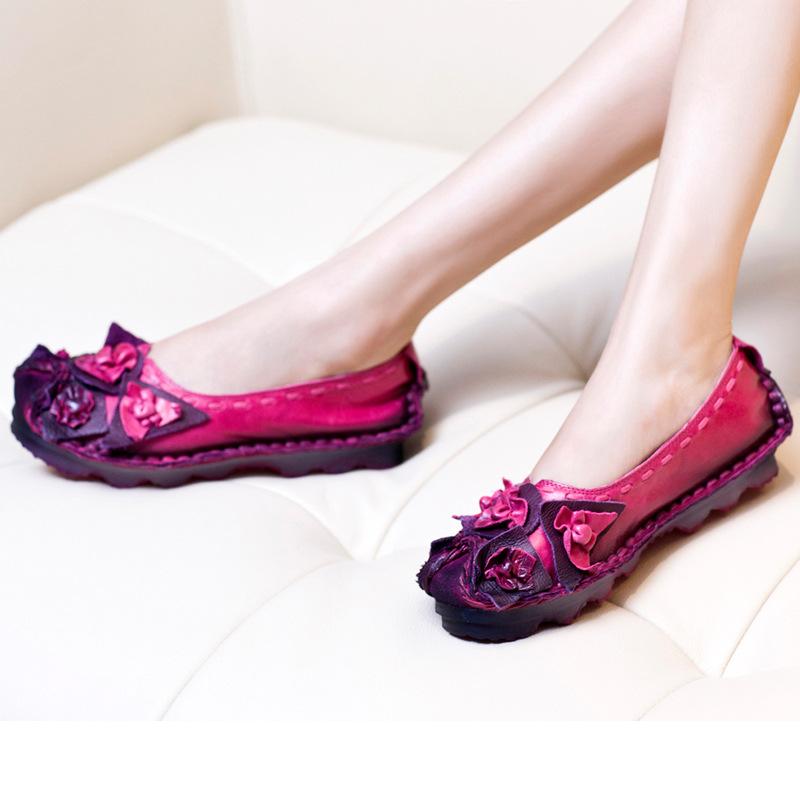 Fashion 2CM Native Flats Shoes Women Mixed Color Soft Soled Loafer Ethnic Moccasins Natural Cow Genuine Leather Big Size Comfy