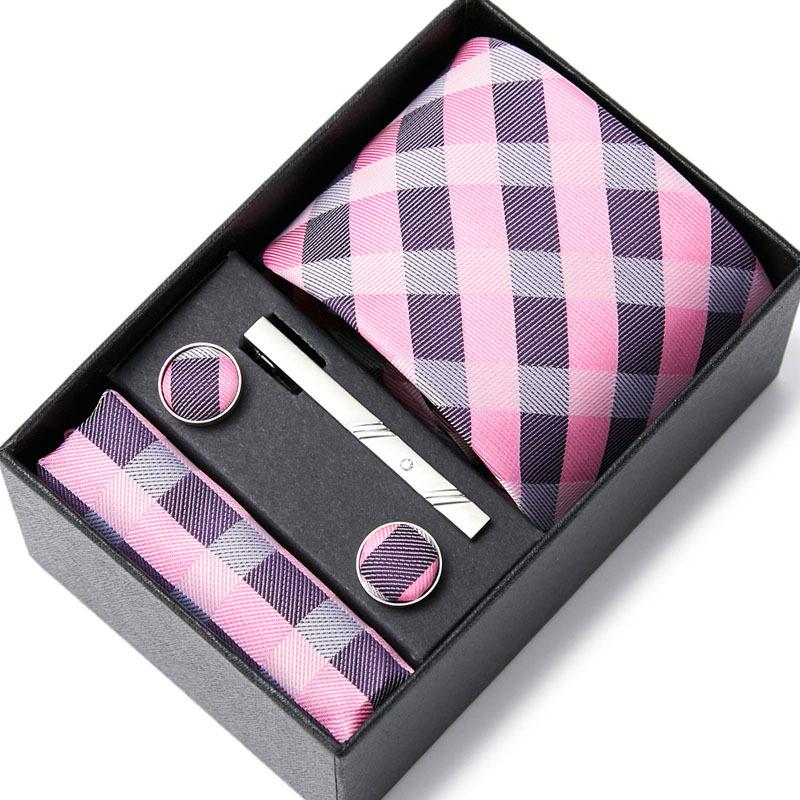Tie Men'S Business Professional Dress Suit Blue Striped Gift Box Polyester Silk 7.5Cm Business Gift