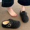 Thick-fibered Women's Bag-style Half-toe Slippers, New Style, Lazy Person's Cotton Shoes