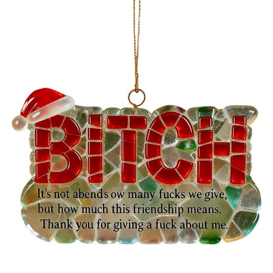 Yousheng Funny Friendship Christmas Ornament Letter Charm Humorous Friend Pendant with Hanging Cord Holiday Decor