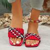 Fashion Women Slippers Summer Fashion Beach Mules Casual Indoor Home Slippers Selling Sexy Braided Square Toe Flat Sandals Slides Women