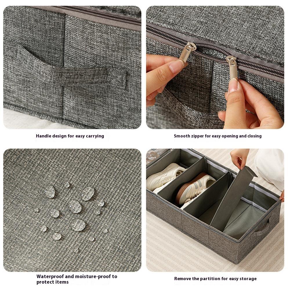 Underbed Storage Box with Dividers 60 x 33 x1 5cm Clear Window Waterproof Organizer for Shoes Clothes