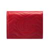 Gucci GG Marmont Series Marmont Gold Label Logo Bi-fold Flip Quilted Leather Card Holder Wallet Women's Red