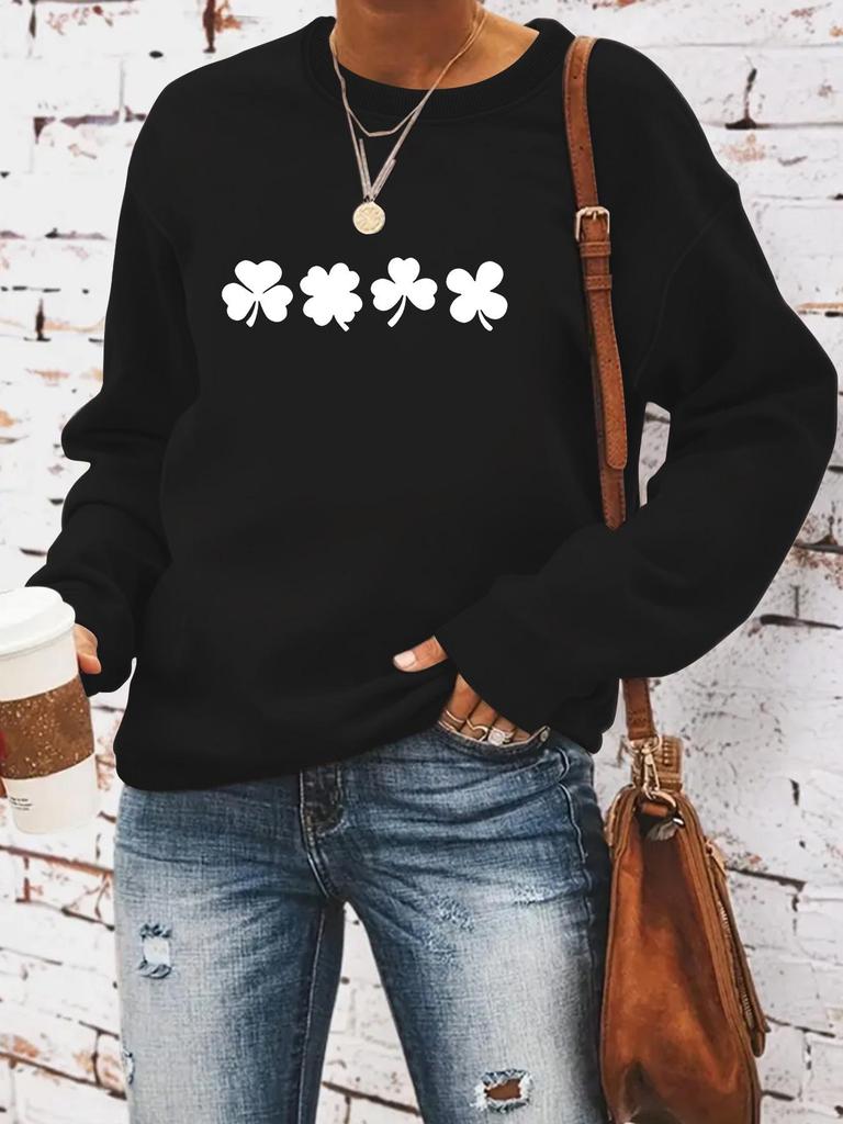 Women's St. Patrick's Day Round Neck Pullover Hoodie - Fall/Winter Casual