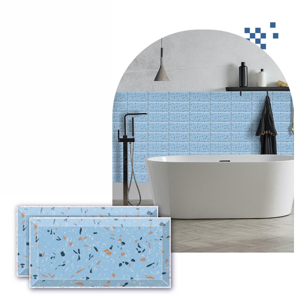 Adesivo per Piastrelle Autoadesivo Impermeabile in PVC 10x20cm Grana Marmo Cristallo Lucido Adesivi da Cucina Decorazione Murale Bagni Adesivo Murale