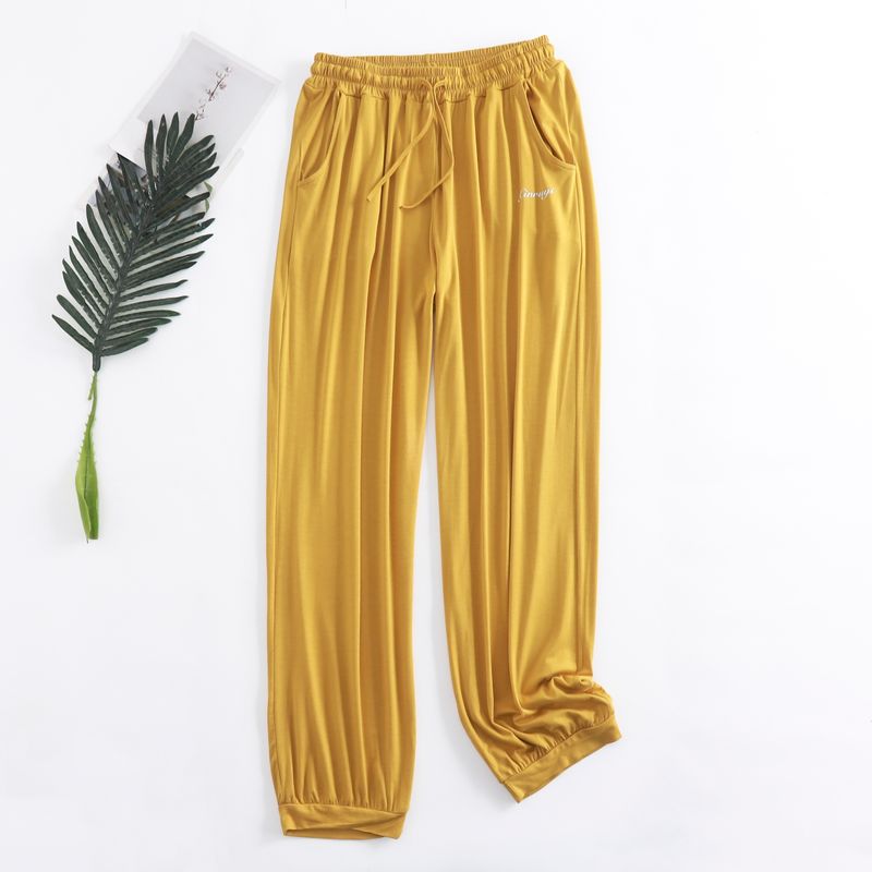

Modal Casual Pants Women s Spring/Summer High Waist Plus Size Yoga Kung Fu Sports Dance Pants Loose Thin Anti-Mosquito Pants Ginger yellow L (Recommendation 50.00 kg-60.00 kg