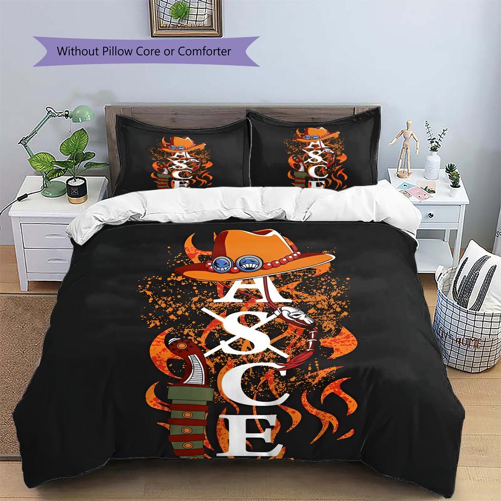 Conjunto de Colcha com Padrão de Desenho Animado Capa de Colcha Fronha Decoração de Casa Presente de Aniversário (1 capa de edredom + 2 fronhas, sem enchimento.)
