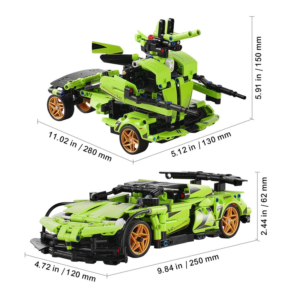 SucceBuy 2-in-1 RC Car/Robot 461pcs Blocks Remote Control STEM DIY Children Building Toys APP Controlled for Boys Birthday Gifts