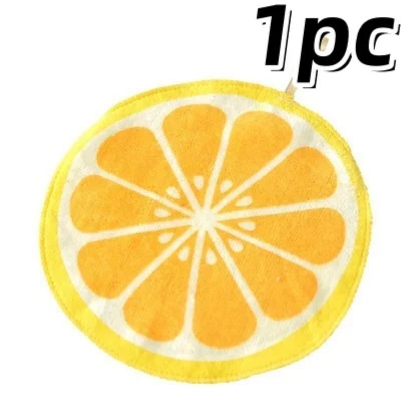 1/4Pc Hangable Fruit Pattern Dish Cloth Kitchen Wipe Hand Towel Microfiber Quick-Dry Water Absorbent Cleaning Rag Household Tool
