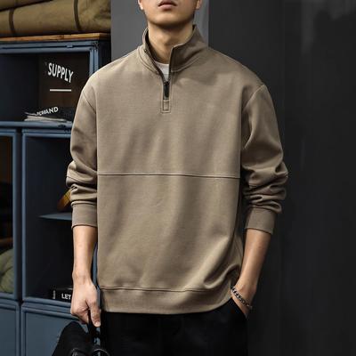 Autumn American Retro Long-Sleeved Polo Shirt Men'S Semi-Zipper Stand-Up Neck Sweater Loose Casual Heavy Pullover Trendy