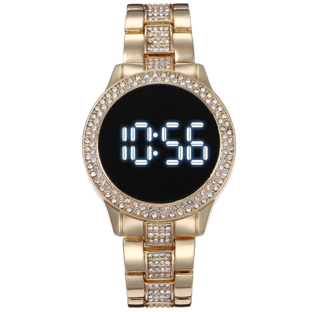 Unisex dobbel rad diamant vanntett LED-klokke med stor urskive