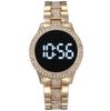 Unisex dobbel rad diamant vanntett LED-klokke med stor urskive