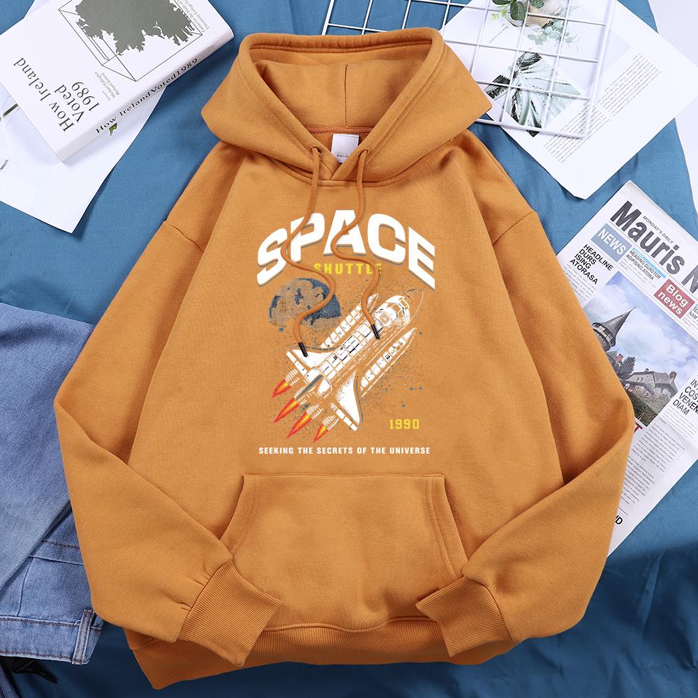 Space Shuttle 1990 Seeking The Secrets Of The Universe Women Sweatshirt Casual Hooded Soft Loose Autumn Hoodies Fleece Warm Tops