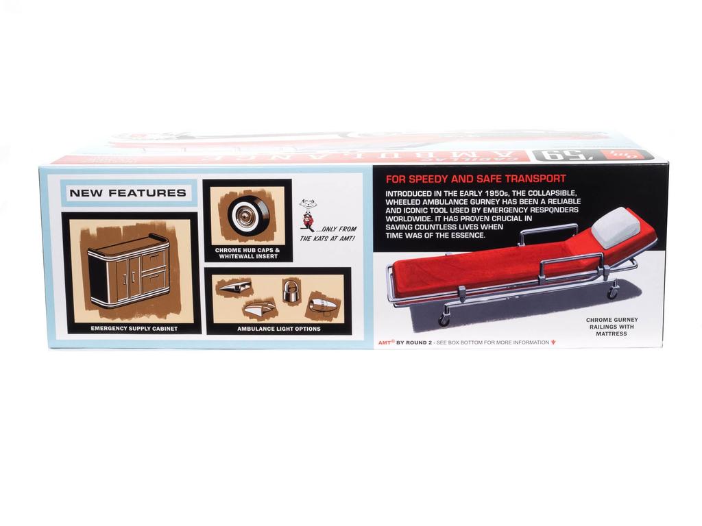 AMT Escala 1959 Ambulância Cadillac com Maca Kit Modelo de Plástico 1/25 (AMT1395)