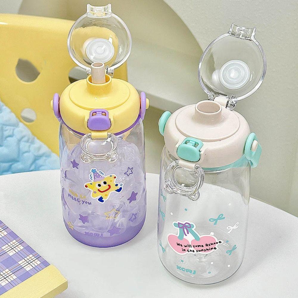 

Cartoon Water Bottle Tritan Plastic Cup Portable Straw Cup Girl червоний