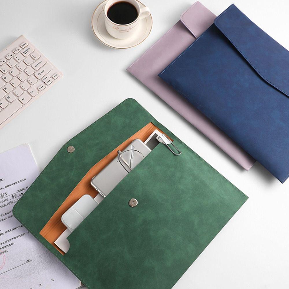 Large Capacity A4 Folder Button Design Document Bag Thickened File Bag