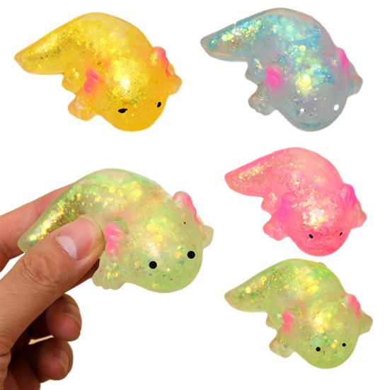 Mini Glitter Salamander Squeeze Toy Stress Relief Lying Salamander Sensory Toy Decompression Clear Animal Fidget Toy
