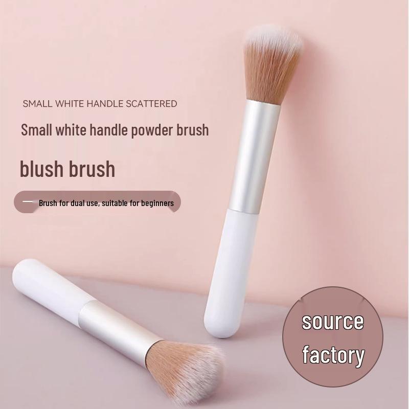 Little Odin Soft Blush Brush - Single Fiber, White Bristle, Portable Makeup Tool for Powder & Highlighting