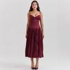 European and American Sexy Women's Clothing New Suspender Sleeveless Slim Dress Pleated Skirt Long Dress