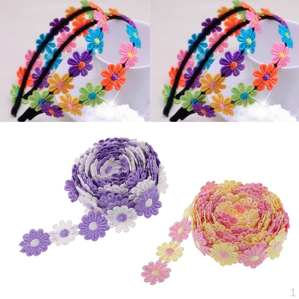 

Лента с вышивкой смешанного цвета ромашки шириной 4 ярда