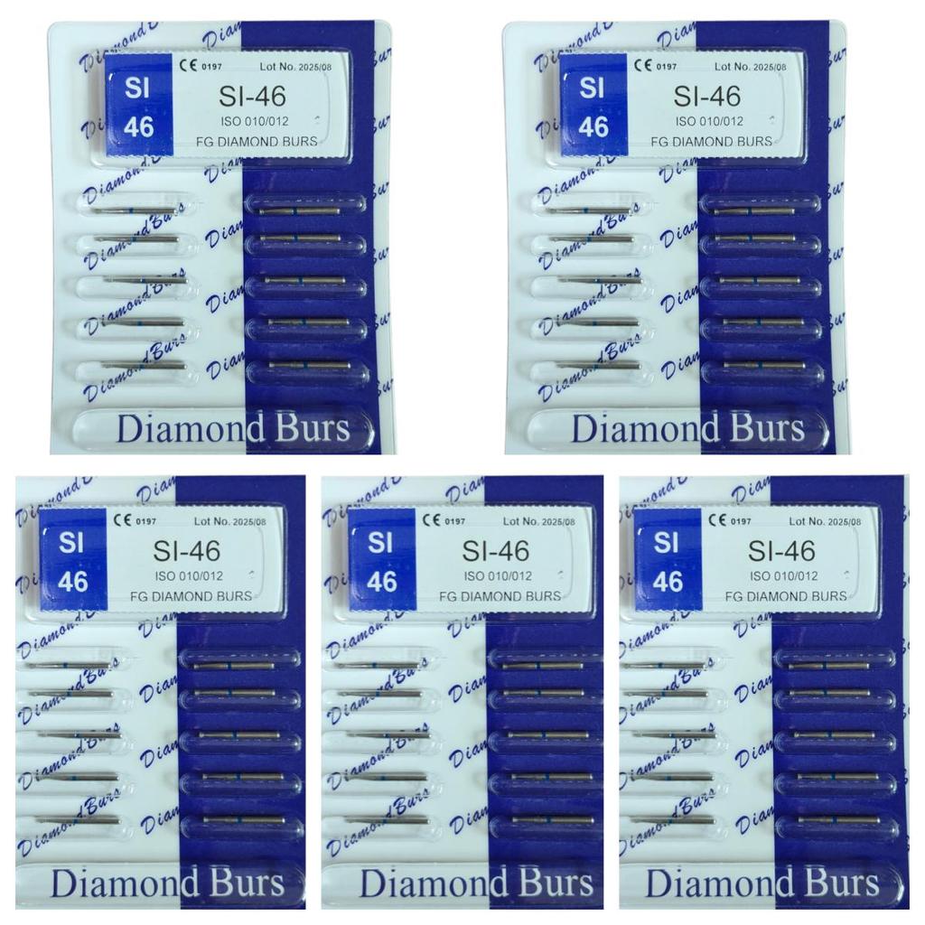 50pcs Dental High Speed Burs High Speed Handpiece Turbine Diamond Burs Diamond Polishing Tooth Preparation Dentist Material