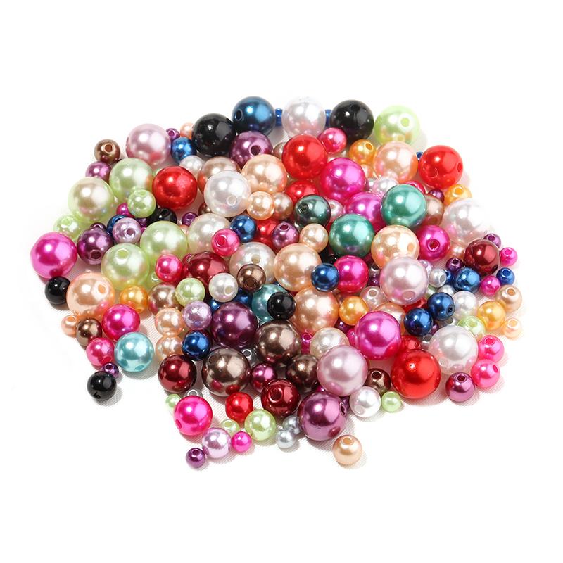 50-1000pcs/Lot 3/4/5/6/8/10/12mm Round Acrylic Plastic Beads ABS Imitation Pearl Beads Loose Spacer Bead For Jewelry Making