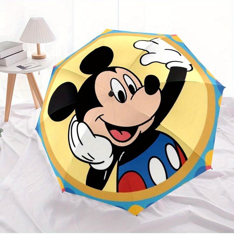 Disney Mickey Mouse Automatic Open/Close Umbrella - Cute Umbrella with Cute Design, Portable 3-Fold Compact Umbrella for Men & Women, Valent