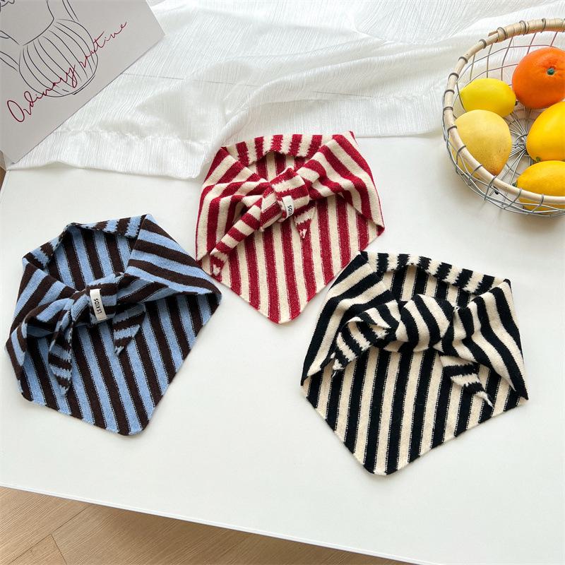 Korean Striped Color Block Children's Headscarf - Baby Warm Neck & Head Wrap Hat