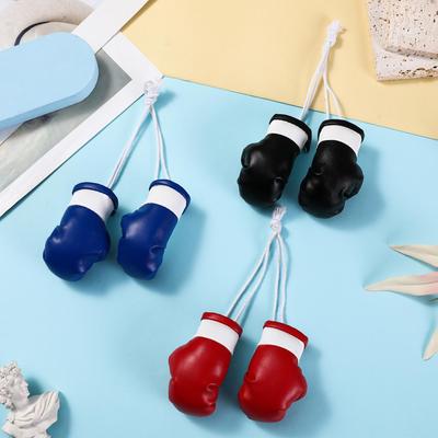 Mini Boxing Gloves Keychain PU Leather Car Interior Decor Bag Pendant for Keyring Backpack Purse Zipper Charm Gift Sports Fan