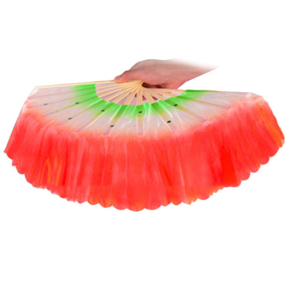 Long Imitation Silk Fans Gradient Color Long Silk Fans Dancer Practice Fan  Song Fan Performance