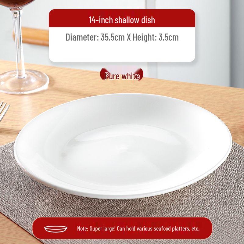 HUAIYI Ceramic Shallow Flat Dinner Plates