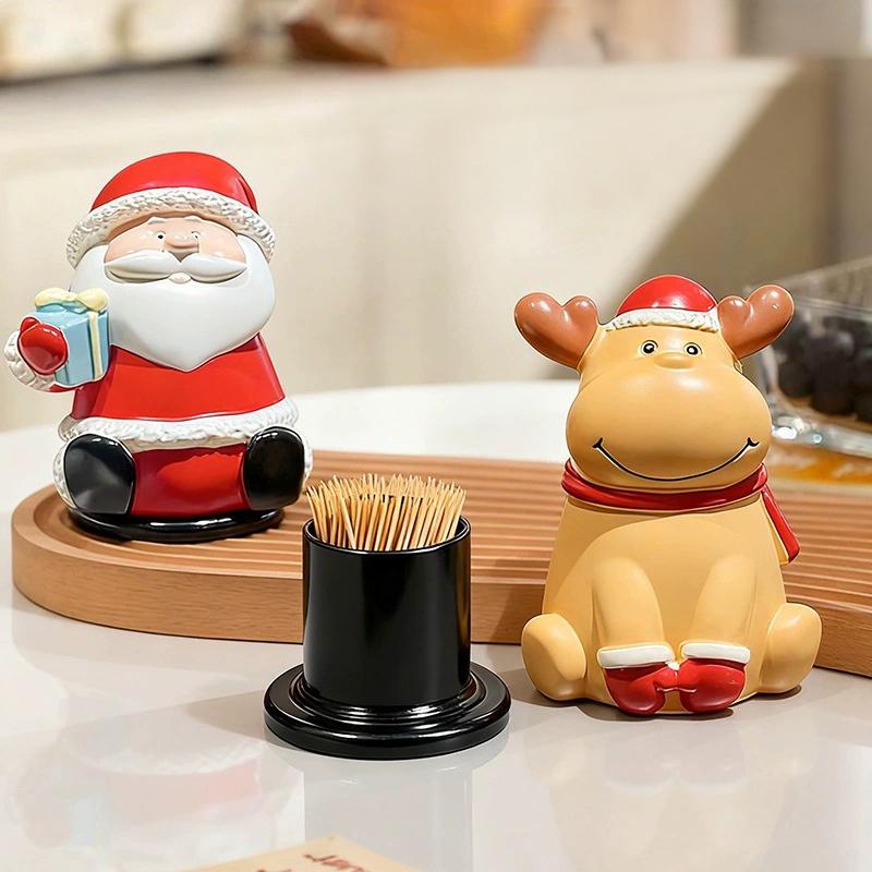 1Pc Christmas Toothpick Box Household Creative Toothpick Canister Toothpick Jar Toothpick Bucket Floss Box Cotton Swab Storage