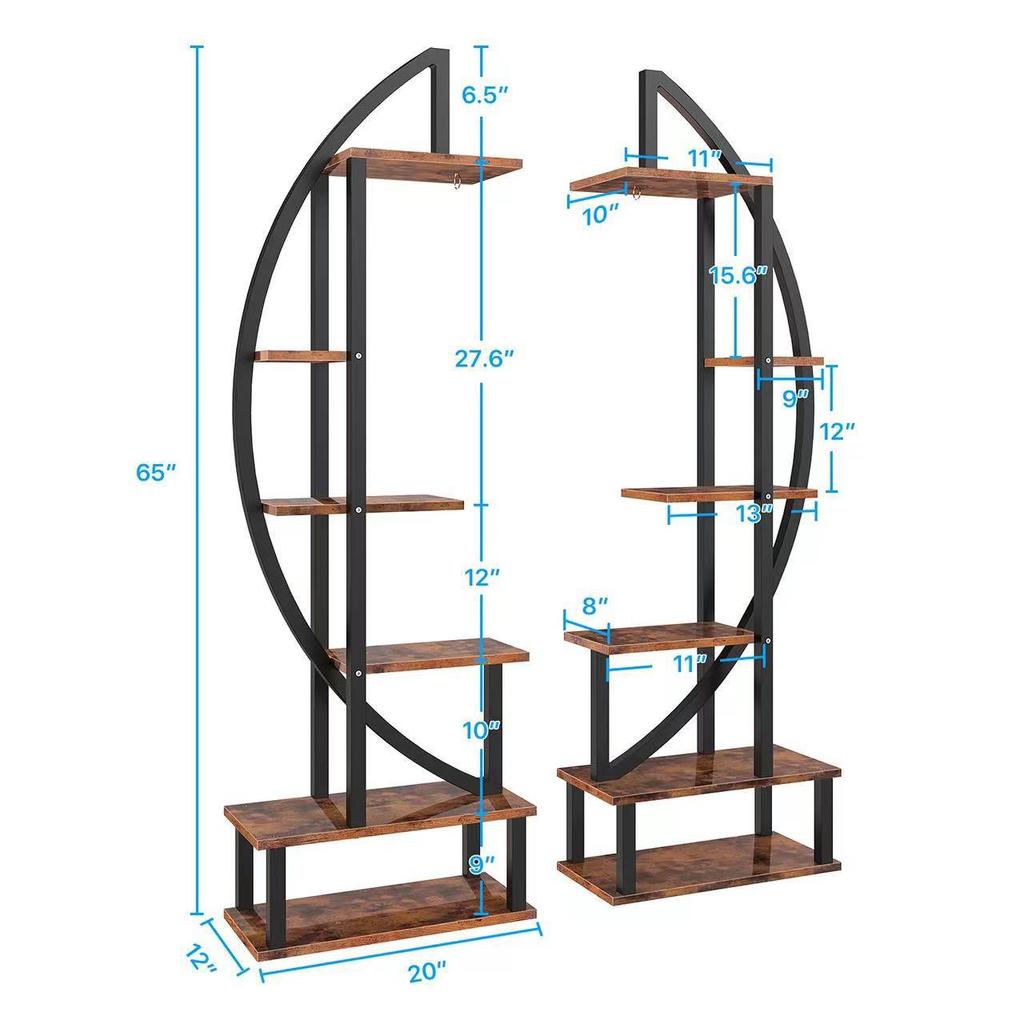 Half-Moon Multi-Layer Indoor Flower Stand for Living Room and Balcony