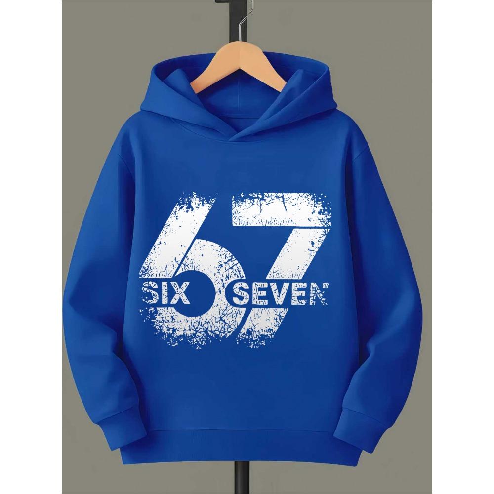 Summer Children's Round Neck Hooded Loose Comfortable Sporty Stylish Versatile Simple Digital Printed Long Sleeved Top