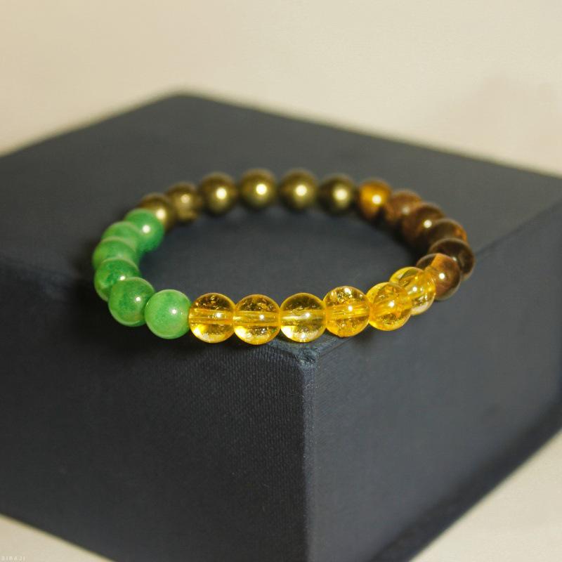 2023 Cross-border European & American Men's Citrine Ore Bracelet with Green Aventurine & Tiger Eye Stones, Women's Accessory