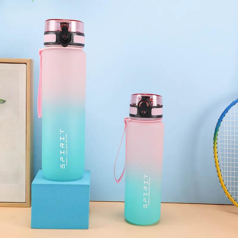 1 Liter Large Capacity Sports Water Bottle Leak Proof Colorful Plastic Cup Drinking Outdoor Travel Portable Gym Fitness Jugs lyp014