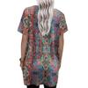 Women’s V Neck Vintage Floral Print Short Sleeve Pullover Top with Pockets Loose Fit Comfortable Design