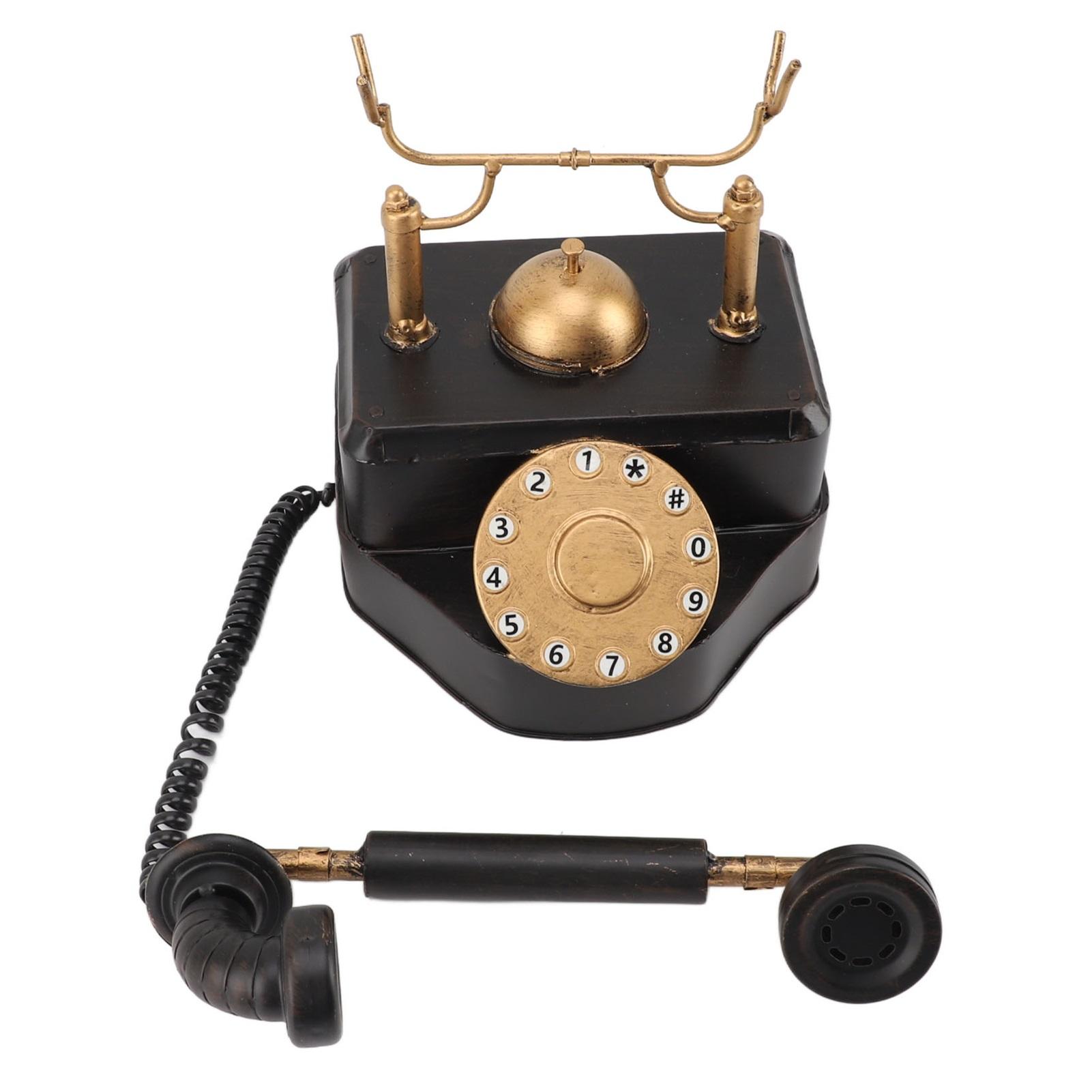 

Ретро телефон с дисковым набором Винтажный роторный телефон Декор Статуэтка Художника Декор Окна Кафе-бара Модель Настольный