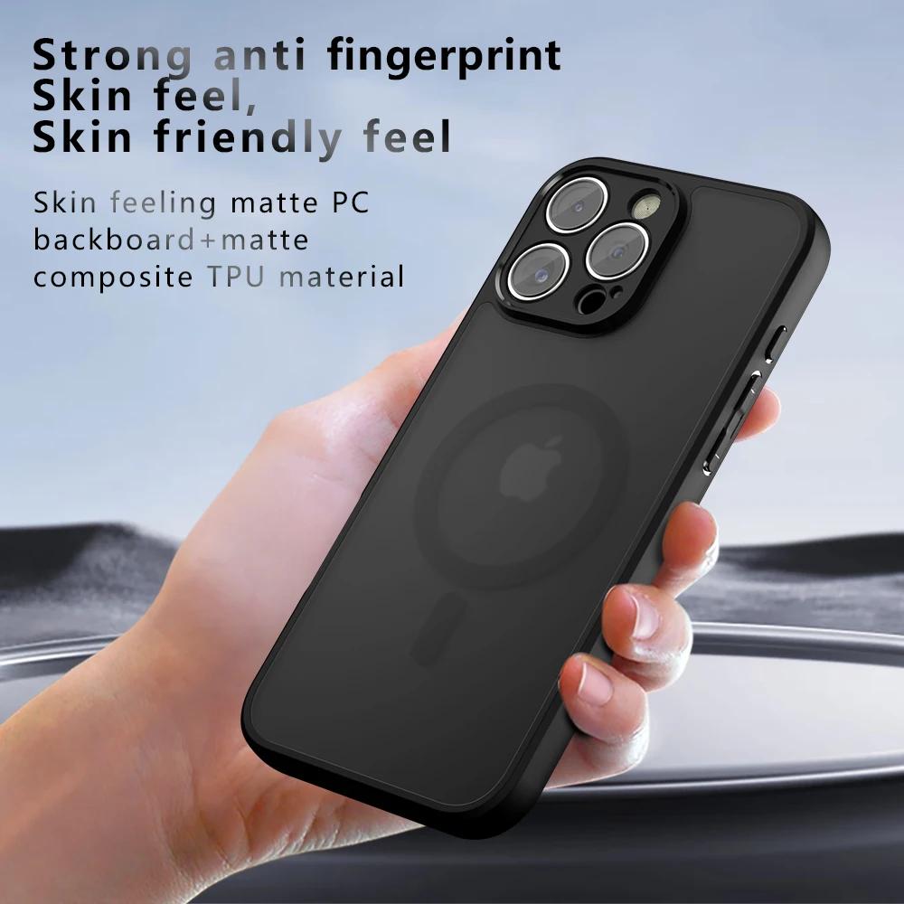 For Magsafe Magnetic Case for IPhone 16 Pro Max 15Pro Matte Armor Transparent Cover for IPhone 16 15 Plus Wireless Charging Acrylic Shockproof Bumper