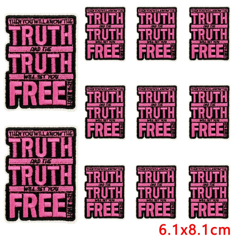 10pcs /Lots Letter Slogan Embroidered Patch Black Iron On Patches For Clothing Thermoadhesive Patches Jackets Hats Backpack Diy