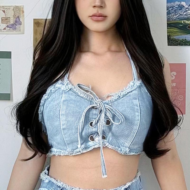 863# New Arrival Plus Size Ripped Raw Hem High Waist Denim Shorts for Women S